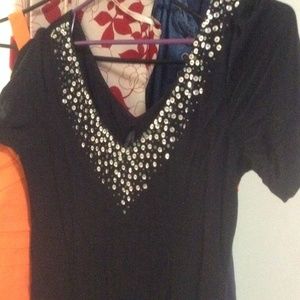 Black long cotton embellished long dress